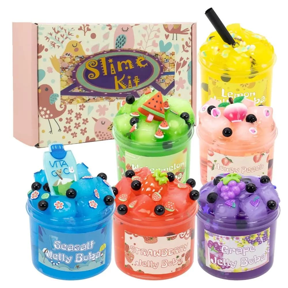 Soft 300ml Slime Kit Fruit Crunchy Stress Relief Jelly Cube Slime Glitter Non-Sticky Children's Toy Gifts Party Favor Gifts