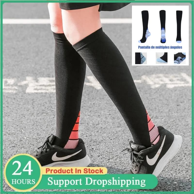 Calze a Compressione per Donna, Calze a Pressione per Sport all'Aperto, Calze Lunghe per Fitness e Salto con la Corda, Calze Unisex per Uomo YS1009