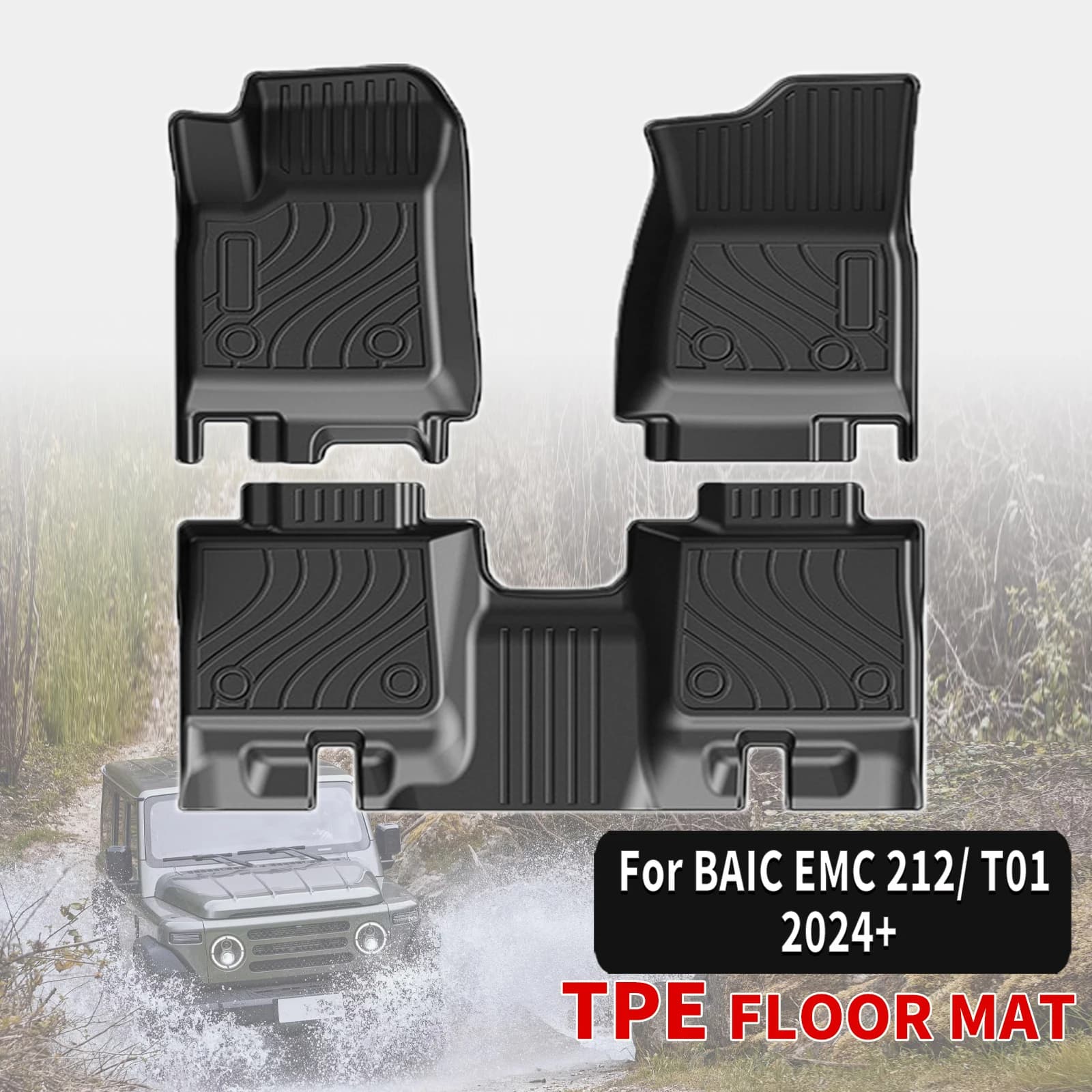 For BAIC EMC 212 BJ212 T01 Fuel 2024 2025 2026 LHD Durable TPE Car Floor & Trunk Mats, Non-Slip Easy Clean (Not For RHD)