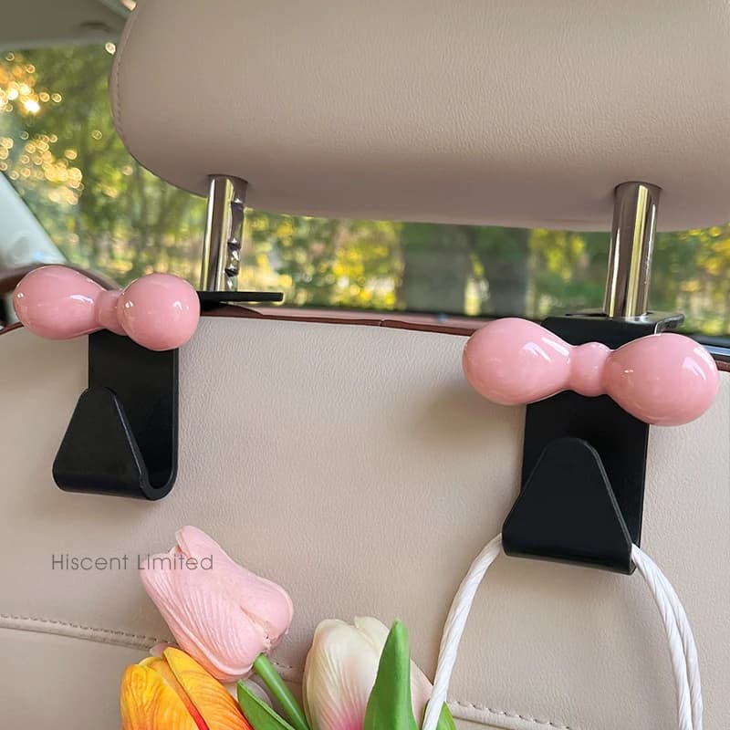 2 pezzi dopamina rosa fiocco gancio per auto gancio per sedile gancio per poggiatesta per sedile posteriore automatico portaoggetti per borsa borsa