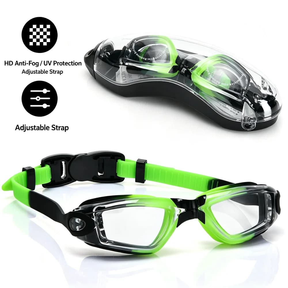 Colorful Electroplated Swimming Goggles with Silicone Seal, Waterproof, Anti-Fog, UV Protection, and HD Lens