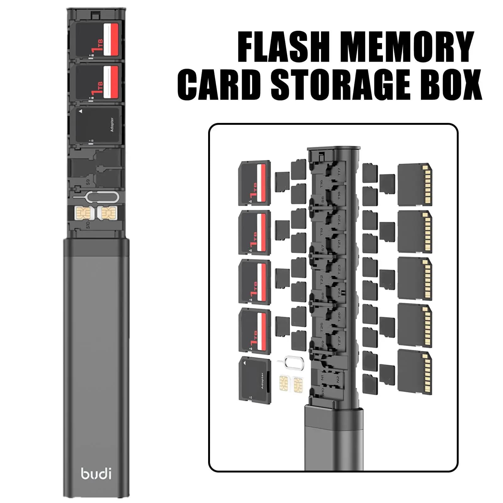 Scatola di immagazzinaggio adattatore intelligente multifunzionale Scheda TF Scheda SIM Lettore di schede di memoria USB Multi-cavo per iPhone Samsung