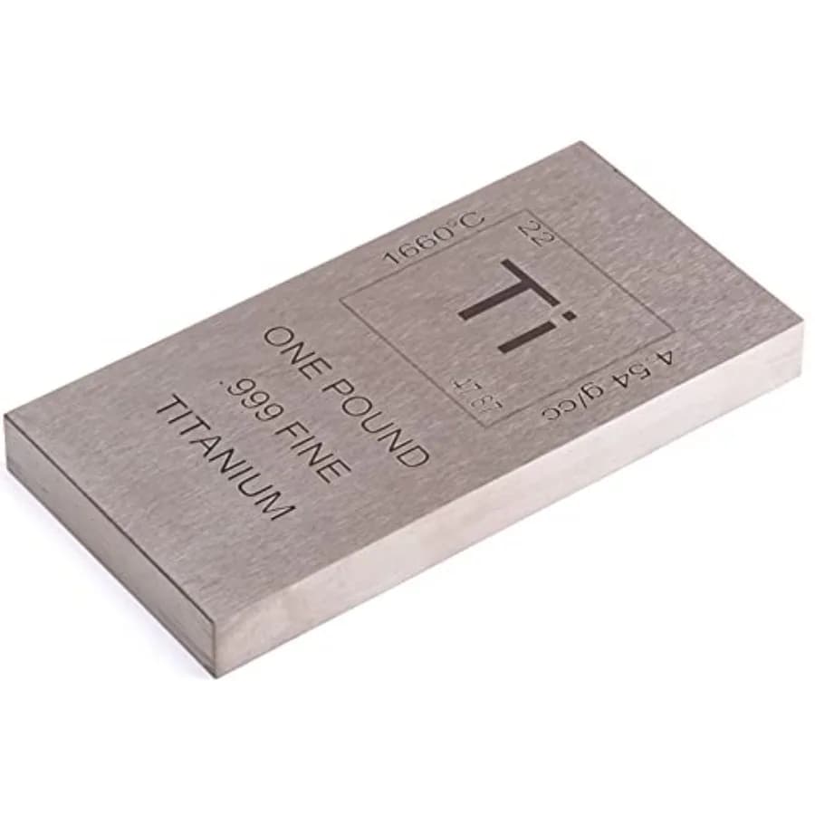 Barra di Titanio Puro 1 Libbra. Lingotto in metallo industriale da collezione con design della tavola periodica dell'elemento Ti, purezza 999, per investimento e