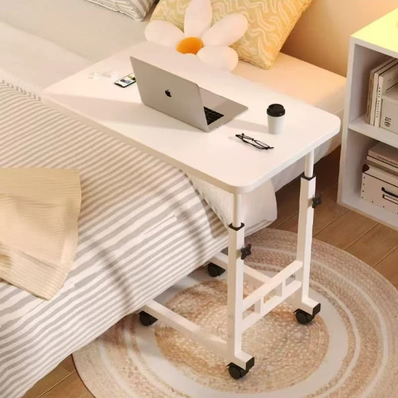 Scrivania per uso domestico con ruota girevole, comodino, supporto da scrivania regolabile, supporto per laptop mobile, adatto per camera da letto e ufficio