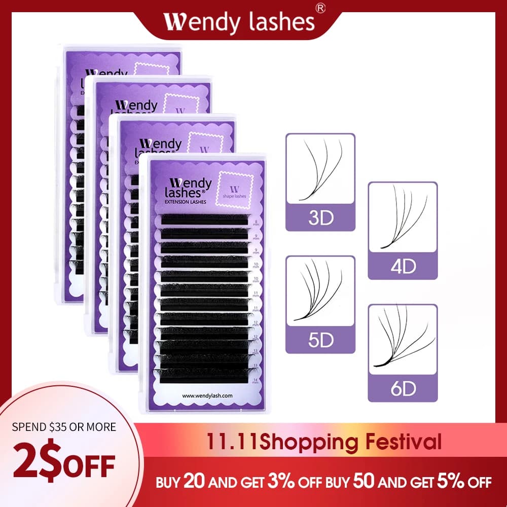 5D/6D/4D/3D W Shape Extension Eyelashes Automatic Premade Fan Eyelashes Supplies For Makeup Wendy Eyelash Extensions Eyelashes