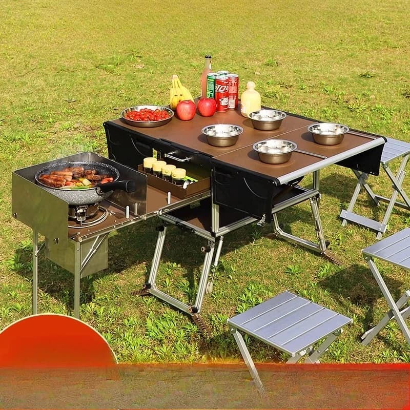 Bulin Tavolo pieghevole da cucina mobile per esterni Fornello da campo da campeggio Utensili da cucina Forniture Attrezzatura per tour con guida autonoma per auto