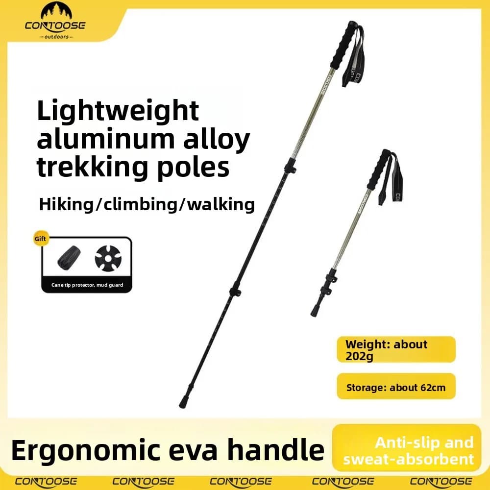 Aluminum Alloy Trekking Pole Single Pack Lightweight Hiking Stick 62-135cm Telescopic Walking Pole EVA Handle Outdoor Gear