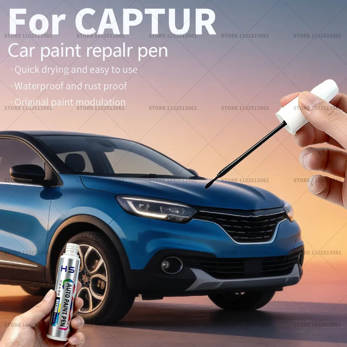 Penna per riparazione vernice per auto Accessori per riparazione graffi vernice per RENAULT CAPTUR Blu Arancione Ceramica Grigio Blu Marrone Perla Bianco Rosso