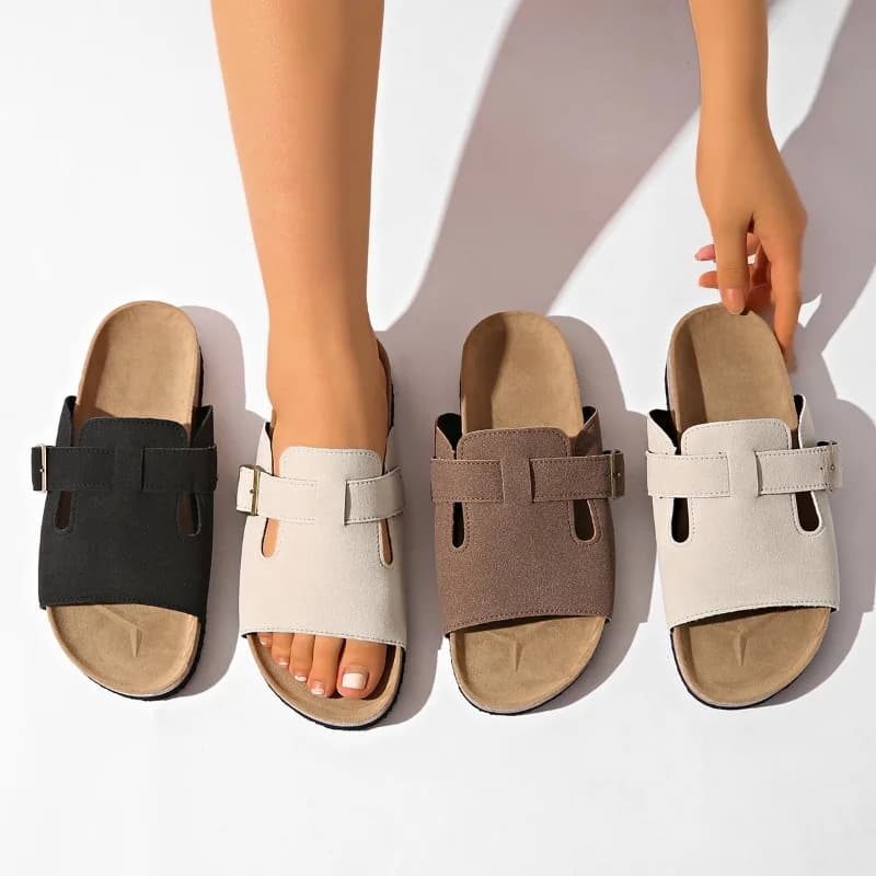 2025 New Women's Cork Flat Sandals Summer Shoes Outdoor Minimalist Comfortable Slippers Casual Beach Women's Shoes Flip Flops