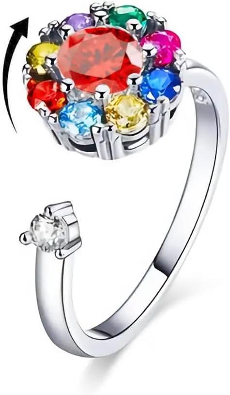 Anelli Antistress per Ansia, Anello Girevole da Donna per Concentrazione, Anello Discreto Anti-Noia, Anello Impilabile da Dito, Regalo di Fidanzamento