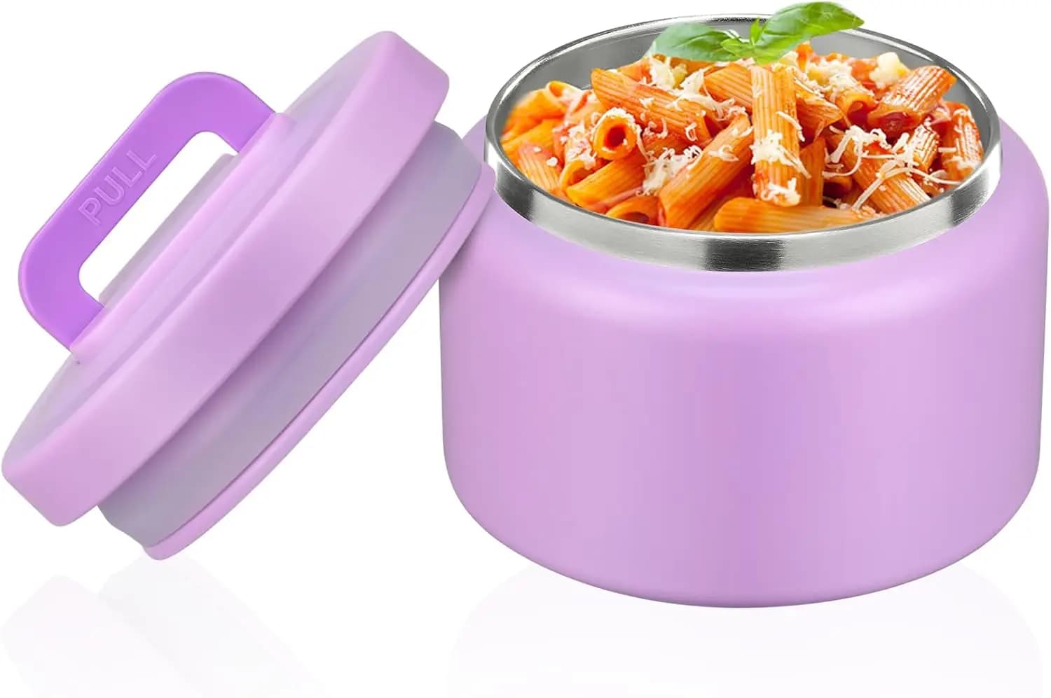 8oz Kids Thermo for Hot Food,Small Lunch Thermo Food Container Stainless Steel,Easy Open Wide Mouth Thermo for Hot Cold Food for Preschool Travel (Pure Purple)