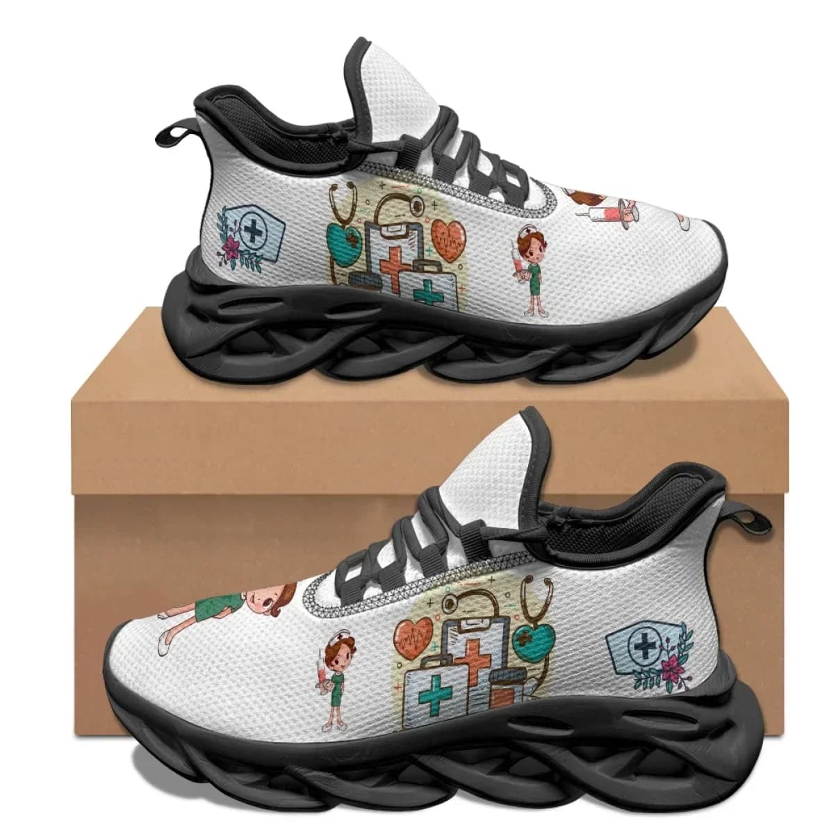 Scarpe Casual con Stampa Infermiera Cartoon, Ammortizzanti e Antiscivolo, Comode Scarpe da Corsa per Giovani, Sneakers Traspiranti per Studenti