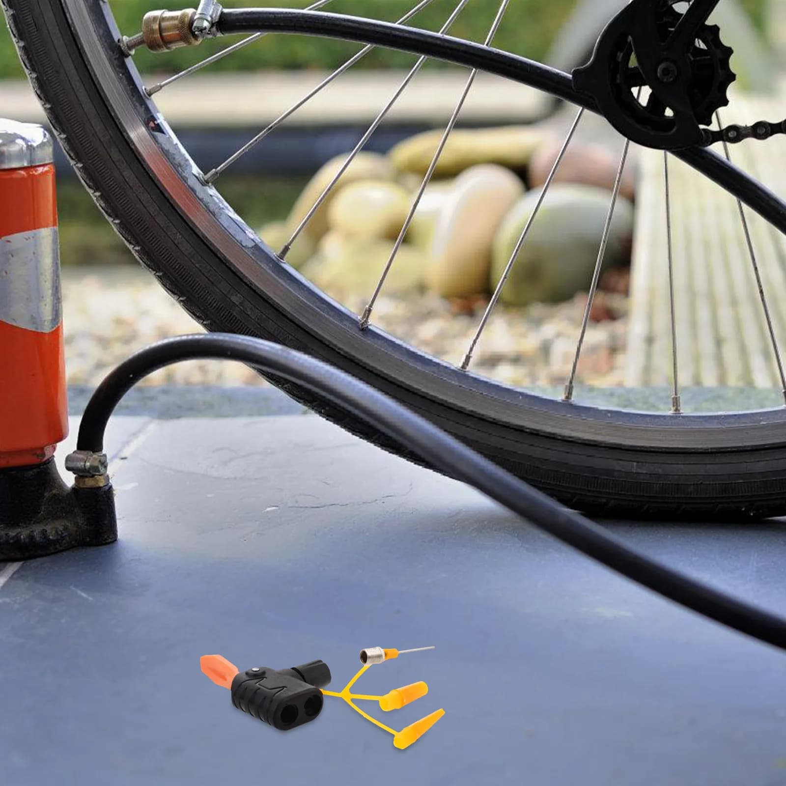 Set di 5 adattatori universali per pompa per pneumatici bici, con ugello a doppia testa auto-selezionante per valvole USA, Francia, Regno Unito, per gonfiare e sgonfiare, a prova di perdite