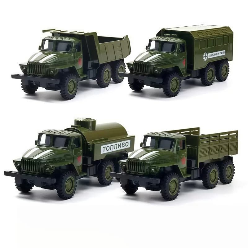 Transport vehicle alloy car model set, off-road truck rewind gliding ornament