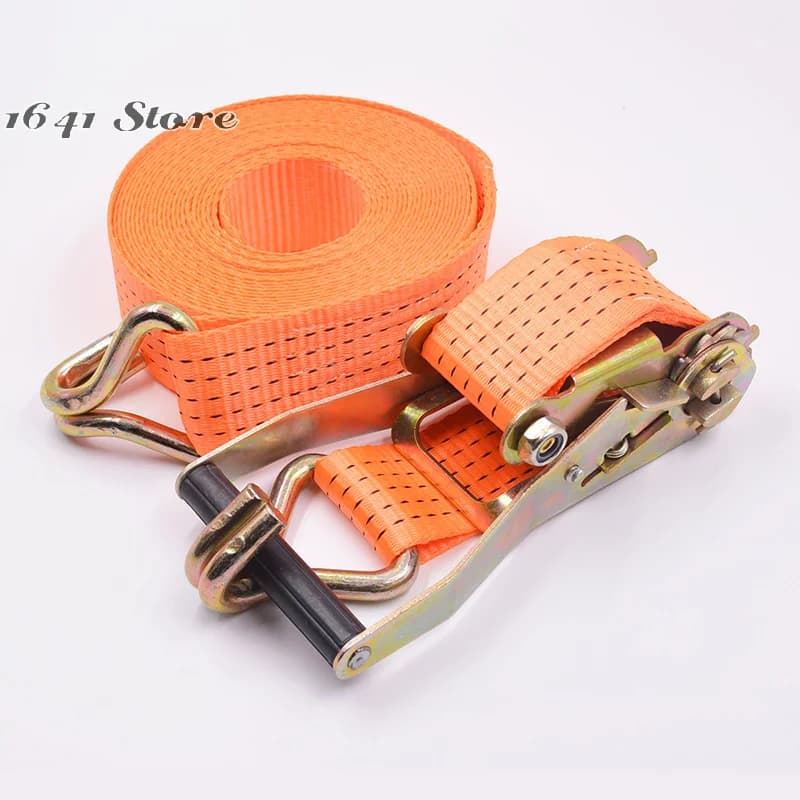 Safety-Engineered Luggage Tie-Down; Heavy-Duty Ratchet Strap with Metal Buckle for Cars and Trucks