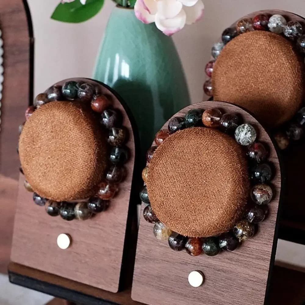 Simple Walnut Wood Bracelet Tray Necklace Organizer Bracelet Display Rack Storage Case Ornaments Jewelry Display Stand Gift