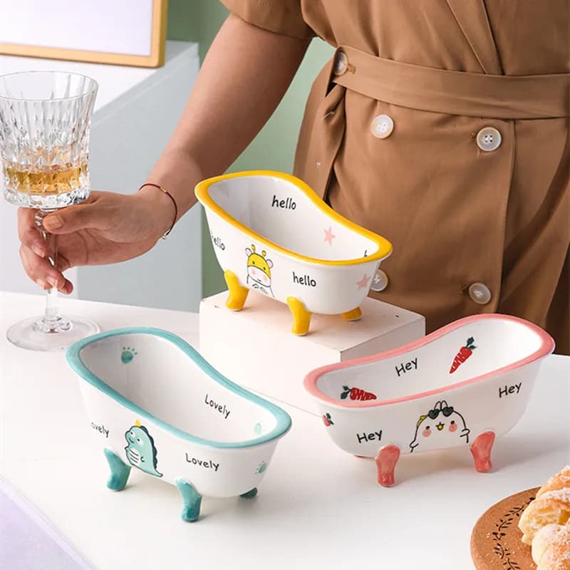 Tazza da bagno creativa Bicchiere da cocktail Vasca da bagno in ceramica Ciotola da dessert Vasca rosa Tazza da vino Tazza Bevanda fredda Frullati Ciotola da dessert Torta