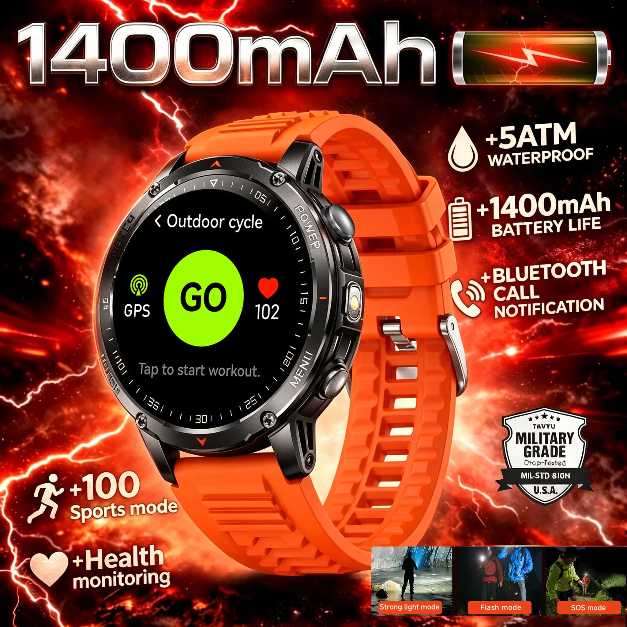 2026 New T-Rex3 Pro 1400mAh Battery Smart Watch GPS path 5ATM Waterproof Sports Run tracker Outdoors Compass Military Smartwatch
