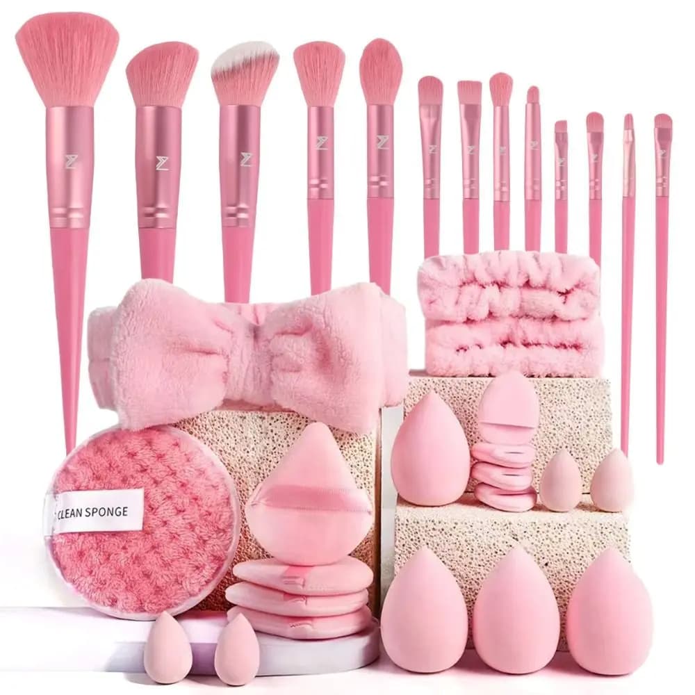 Soft 20/40pcs Makeup Tools Kit Professional Comfortable Cleaning Tool Headband Wristband Makeup Brushes