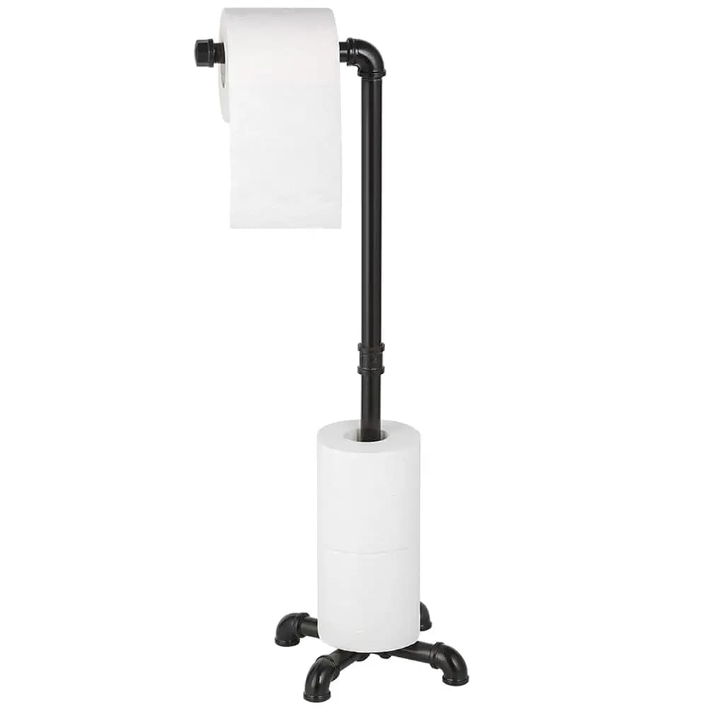 Portarotolo da terra per carta igienica, dispenser industriale autoportante per rotoli di carta igienica, nero