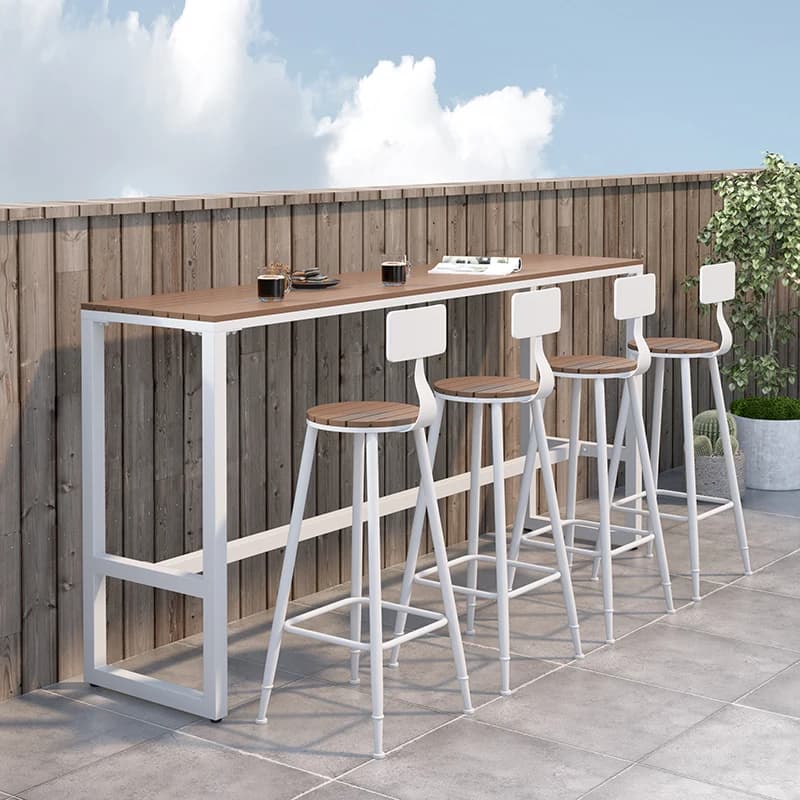 Outdoor Balcony Waterproof and with Solar Protection Bar Table Hotel Terrace High Striped Wall Table and chair for outdoor leisure