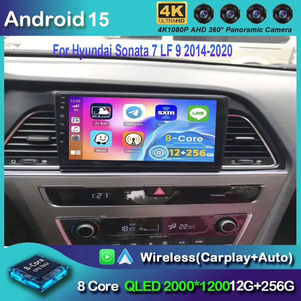 Android 15 Carplay Auto WIFI + 4G Autoradio Lettore Multimediale Per Hyundai Sonata 7 LF 9 2014-2020 Autoradio Stereo 2din Snapdragon
