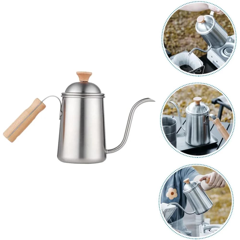 Set di caffettiere preparate a mano per esterni in acciaio inossidabile per kit per la preparazione di tè e caffè macinato a mano per il tempo libero in campeggio