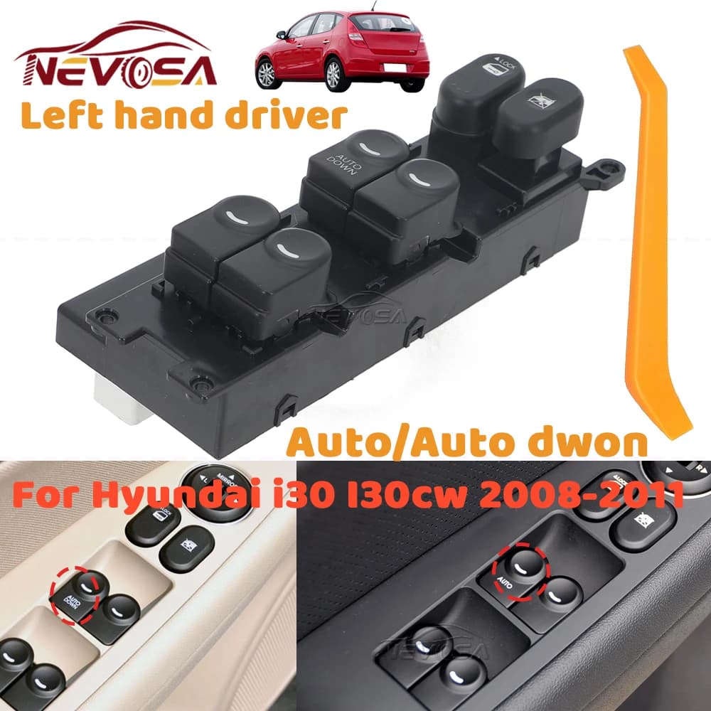 Pulsante Principale Alzacristallo Elettrico Anteriore Sinistro Destro per Hyundai i30 I30cw 2008 2009 2010 2011 935702L010