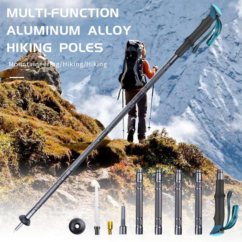 New folding trekking poles for Amazon with different configurations can be transported in the air without liquid compass with wire knife