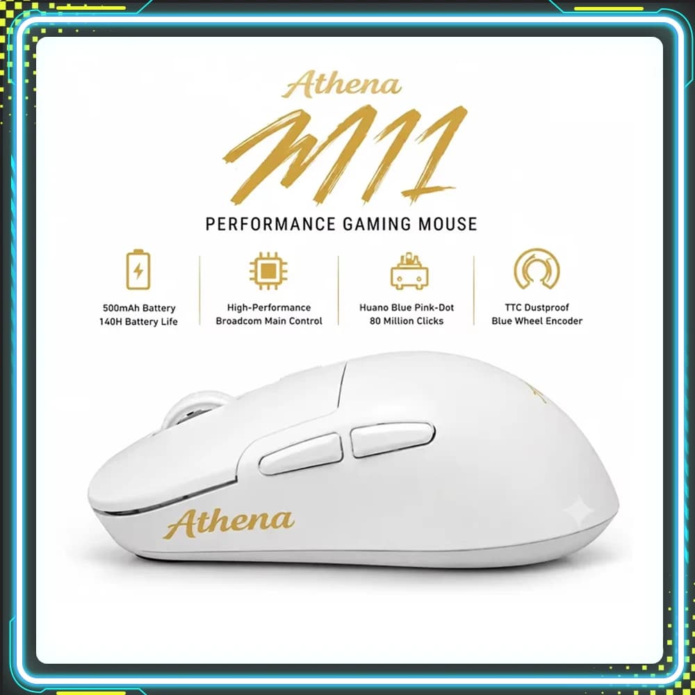 ATHENA M1 PERFORMANCE Ergonomic Wireless Gaming Mouse Lightweight Tri-Mode PAW3311 10K DPI Long Battery Life Esports Office