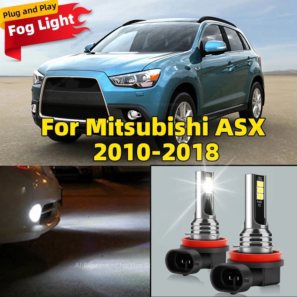 2 pezzi 6000K lampada a LED auto fendinebbia anteriore H8 H9 H11 accessori per Mitsubishi ASX 2010 2011 2012 2013 2014 2015 2016 2017 2018