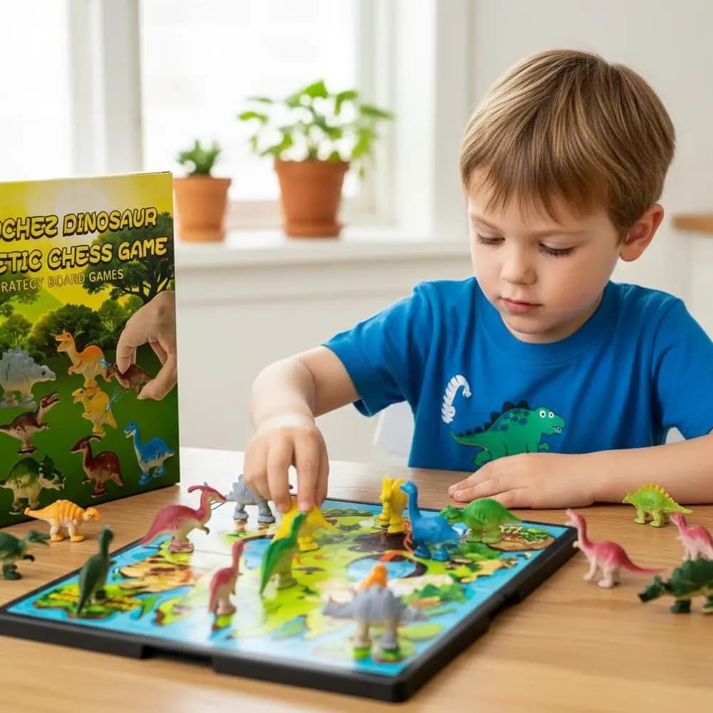Set di scacchi magnetici con dinosauro Giochi educativi di strategia cerebrale in stile mappa Giocattoli interattivi educativi Regalo per bambini