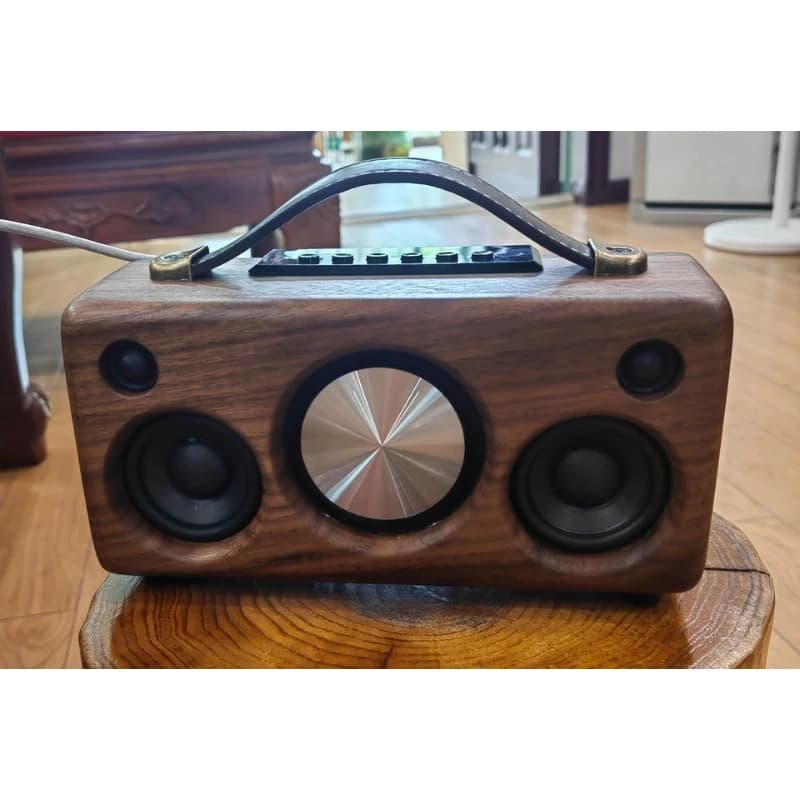 Black walnut solid wood imported speaker Bluetooth card U disk HIFI audio FM radio