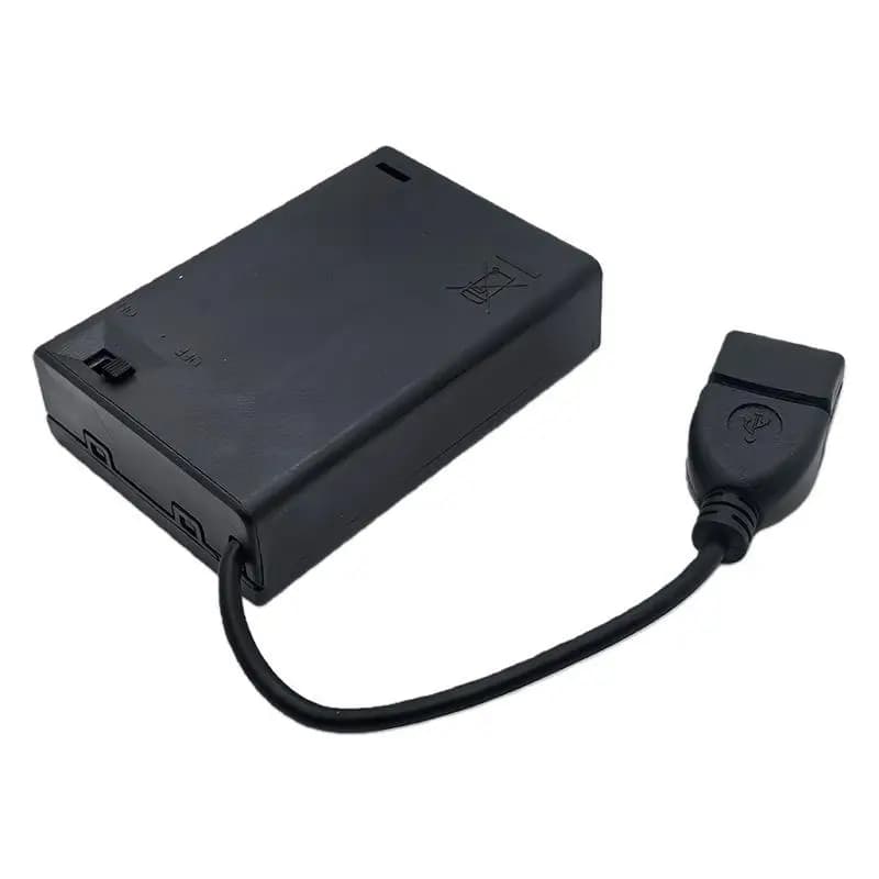 Mini alimentatore USB con coperchio e interruttore, scatola per batterie USB 3 x AA per strisce LED da 4,5 V
