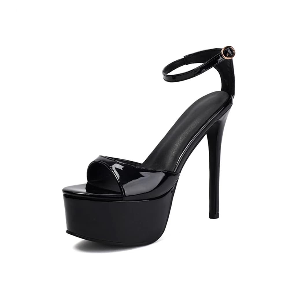 Designer Women Sandals Thick Bottom Round Head 2025 Summer Fine Heel Sexy One Button Black Dress Party Ultra High Heels 325
