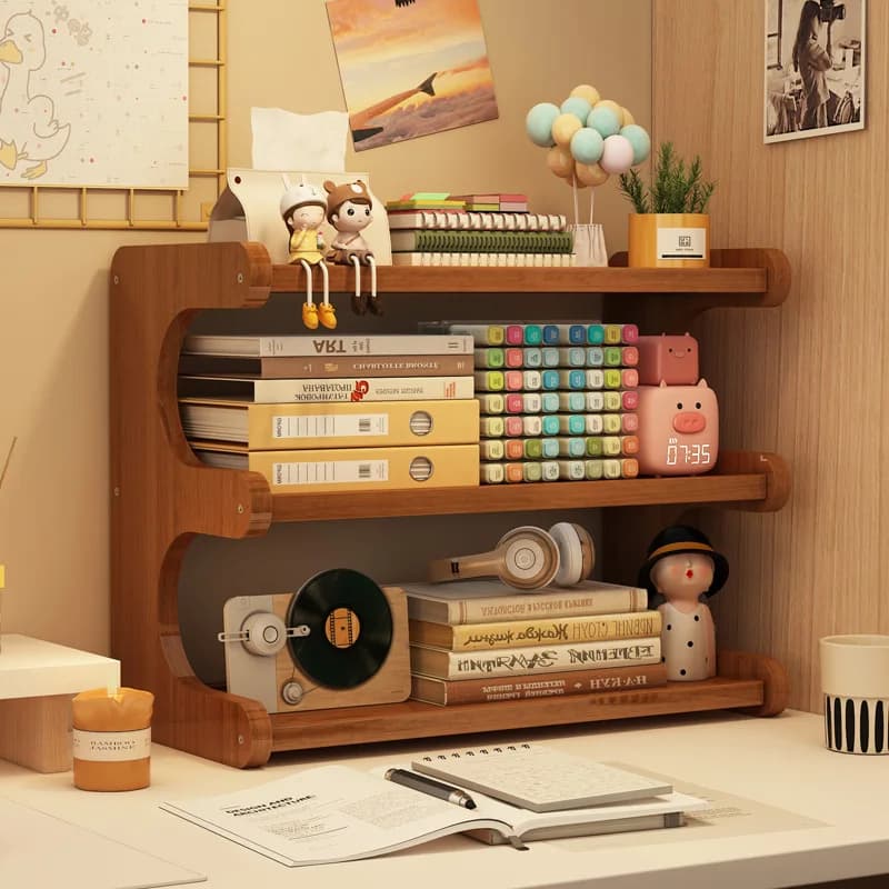 Scaffale portaoggetti da scrivania, organizer multistrato, scaffale per libri e riviste per dormitorio studentesco