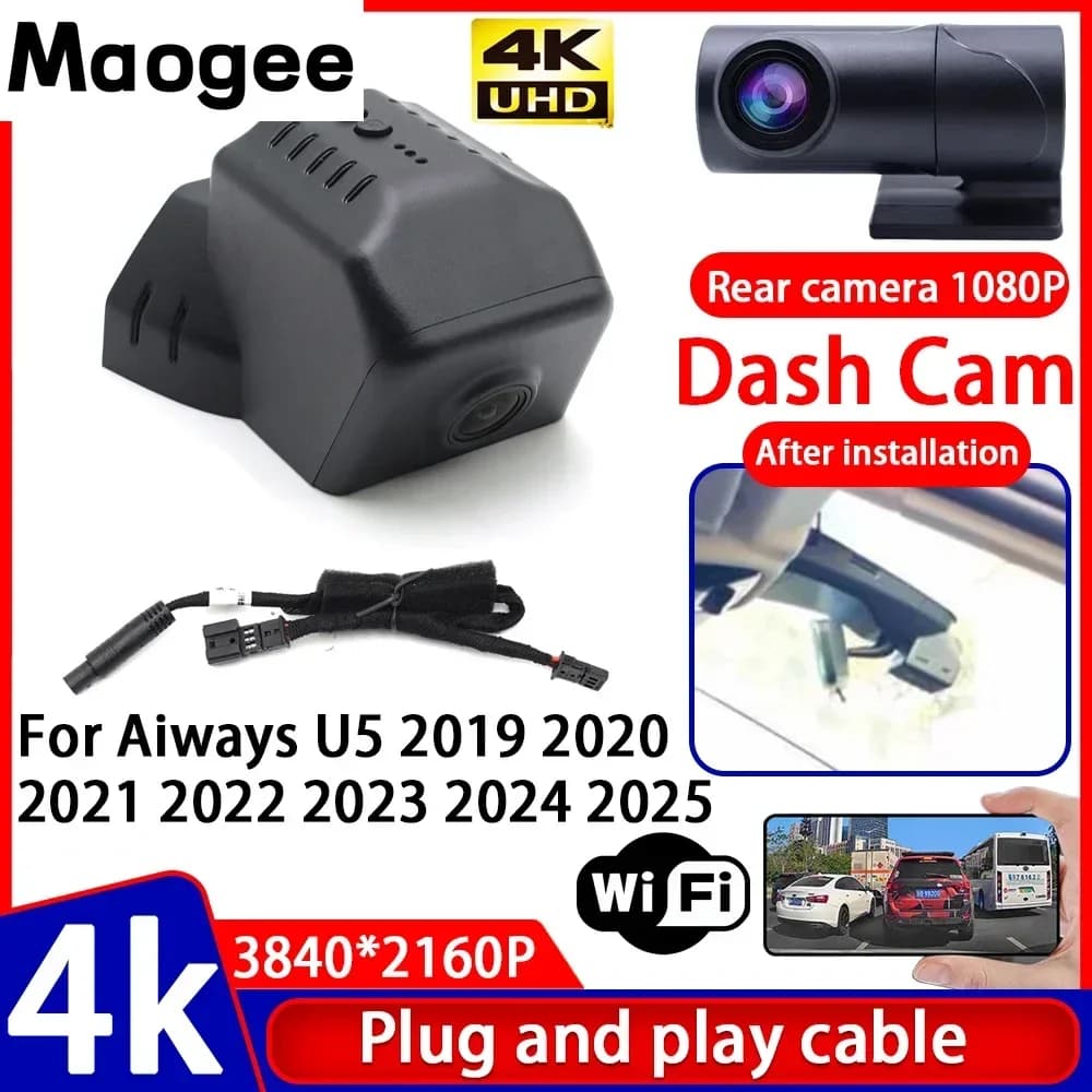 Videoregistratore Visio 4K UHD Plug and Play, Dash Cam per Auto Aiways U5 2019 2020 2021 2022 2023 2024 2025