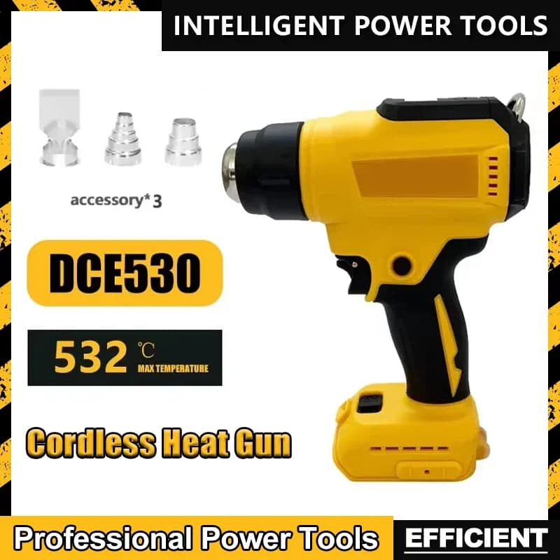 Fit Dewalt DCE530 300W Pistola di calore a batteria Saldatura ad alta potenza Ventilatore termico Termoretraibile Strumento di avvolgimento per batteria 18V