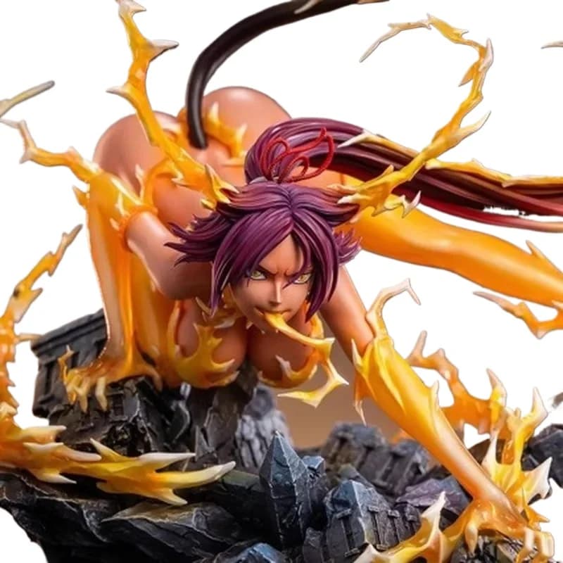 Statua GK Bleach Black Cat Yoruichi, Figurina Anime in Scatola della Guerra dei Mille Anni, Decorazione per Desktop e PC, Regalo da Collezione per i Fan