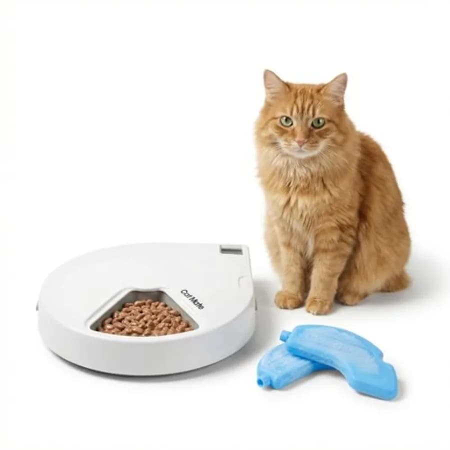 C500 Automatic 5 Bowl Digital Timer-Controlled Pet Feeder - for Cats and Small Dogs, Wet or Dry Food, Includes Twin Ice Packs,