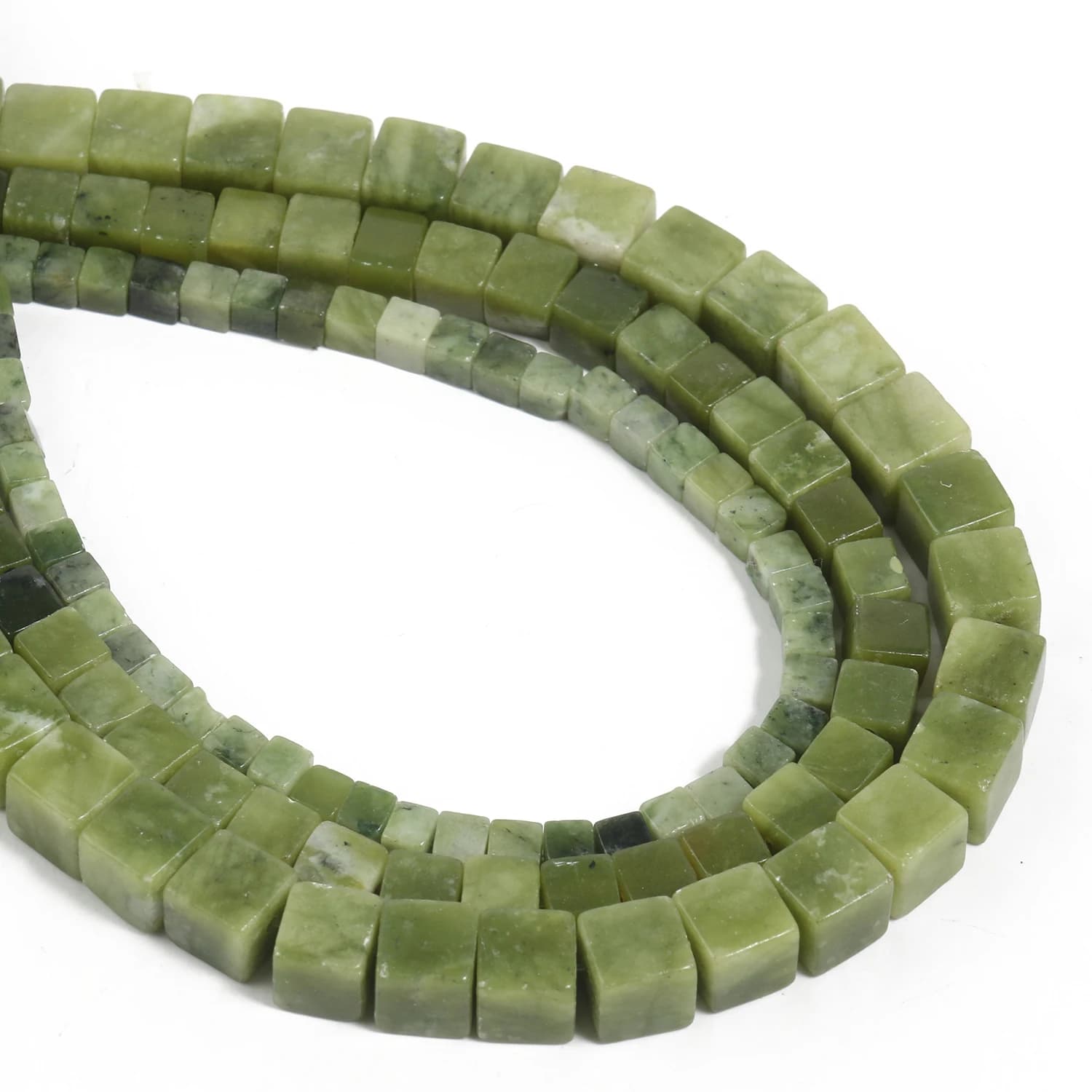 4/6/8mm natural green jade stone beads loose square spacers for jewelry making hand-made bracelet accessories 15'''