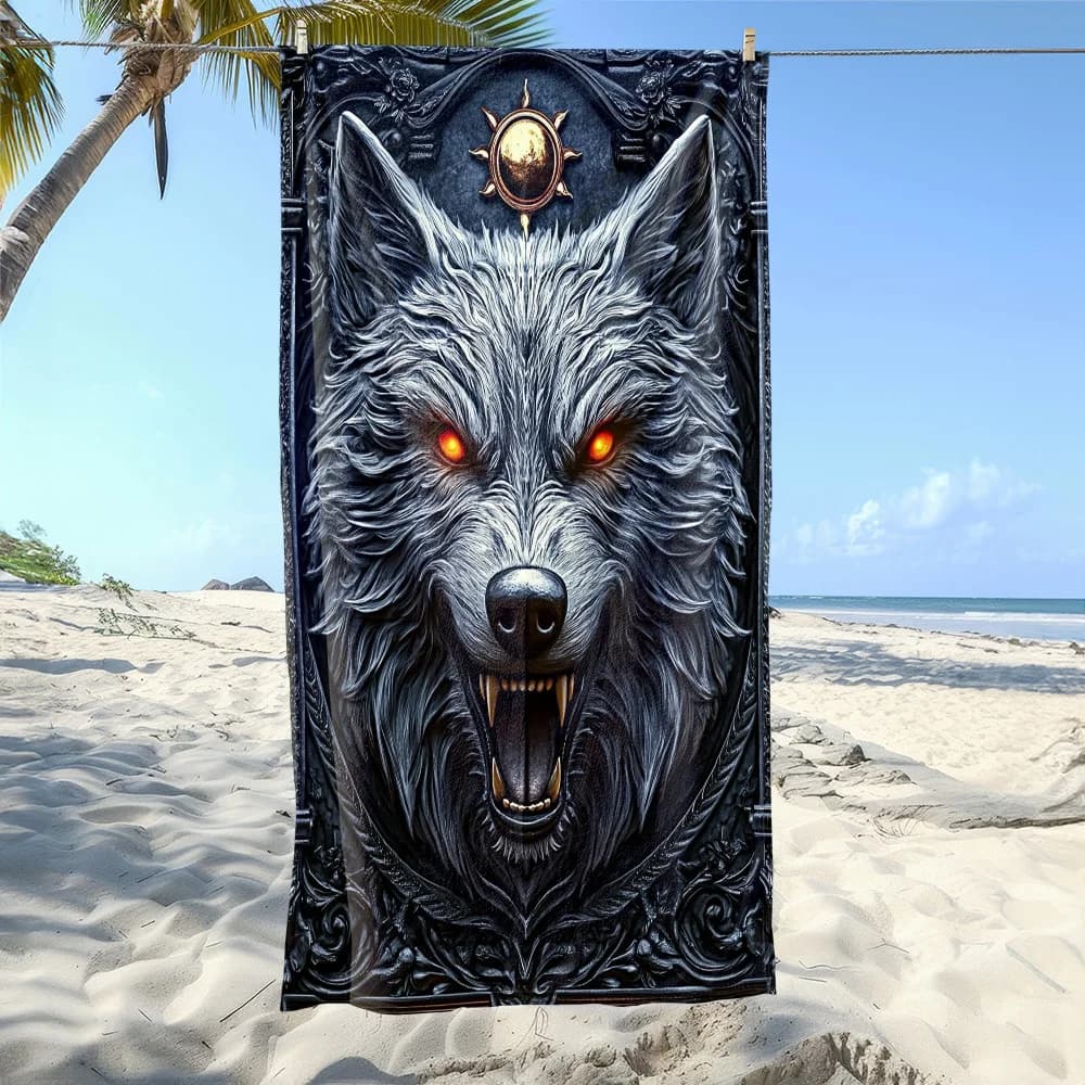 Asciugamano da spiaggia Dark Wolf da 1 pezzo - Microfibra morbida, ultra assorbente, leggera, perfetta per spiaggia, feste, viaggi, accessori da spiaggia