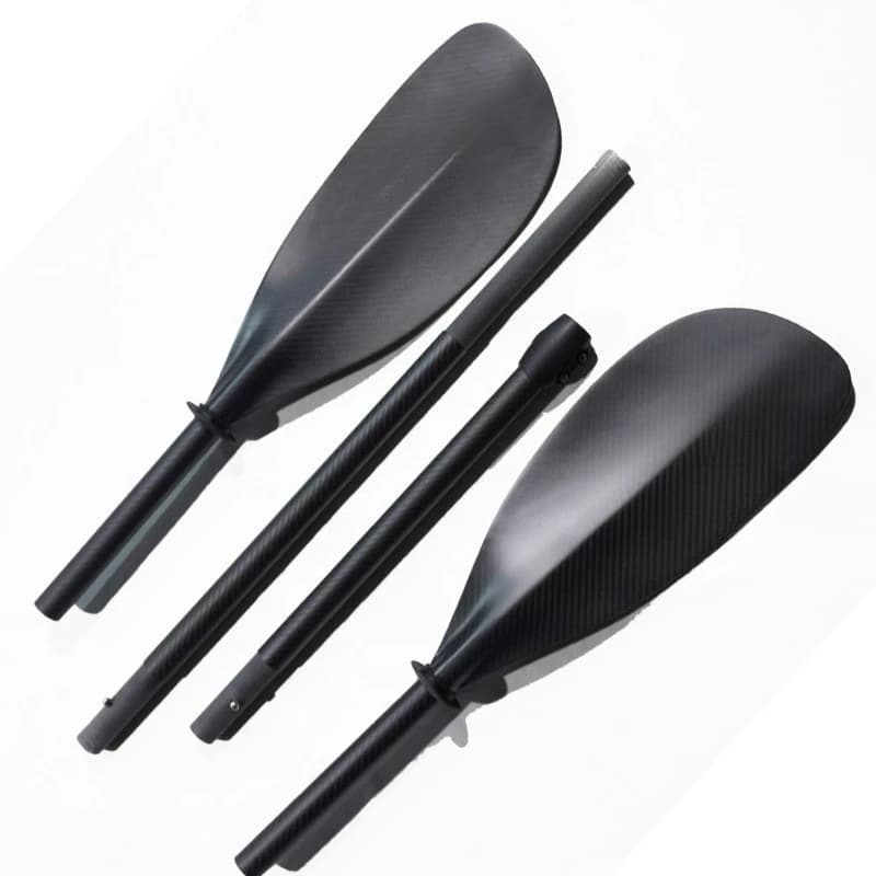 4 Pagaie Pieghevoli Portatili in Fibra di Carbonio Leggere per Kayak, Colore Nero