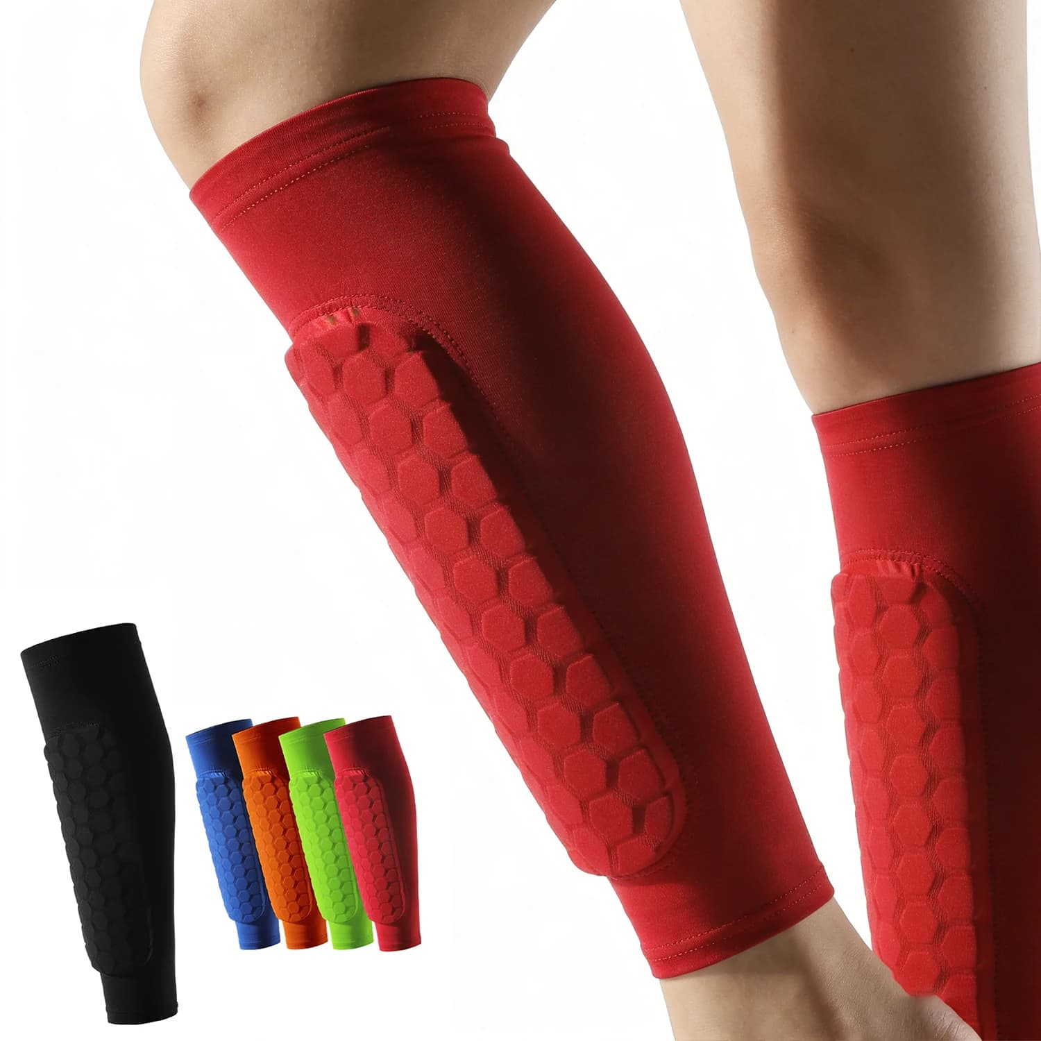 1Pcs Football Shin Guard Socks Sleeves with Foam,Calf Compression Sleeve Honeycomb Pads,Sports Legging & Soccer Equipment