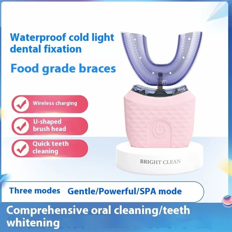 U Shaped Auto Brush for Adults 360 ° Ultrasonic Electric Toothbrush Waterproof with Wireless Charging for Bocca Complete Whitening