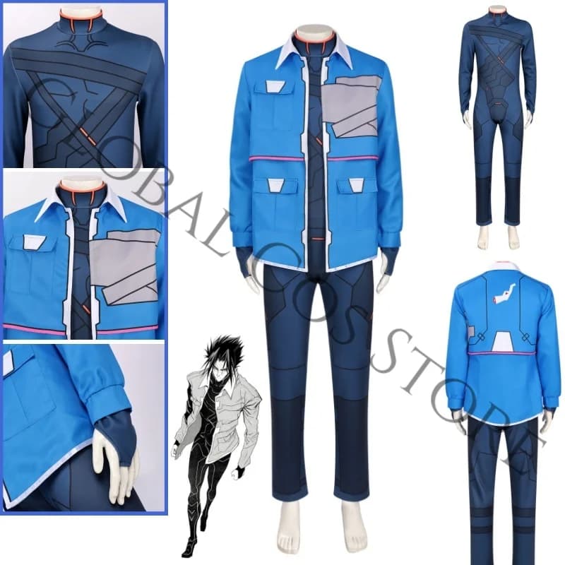 Cyberpunk Season 2 Netrunner Code Name D Cosplay Costume Jumpsuits Bodysuit Blue Jacket Set for Halloween Party Roleplay