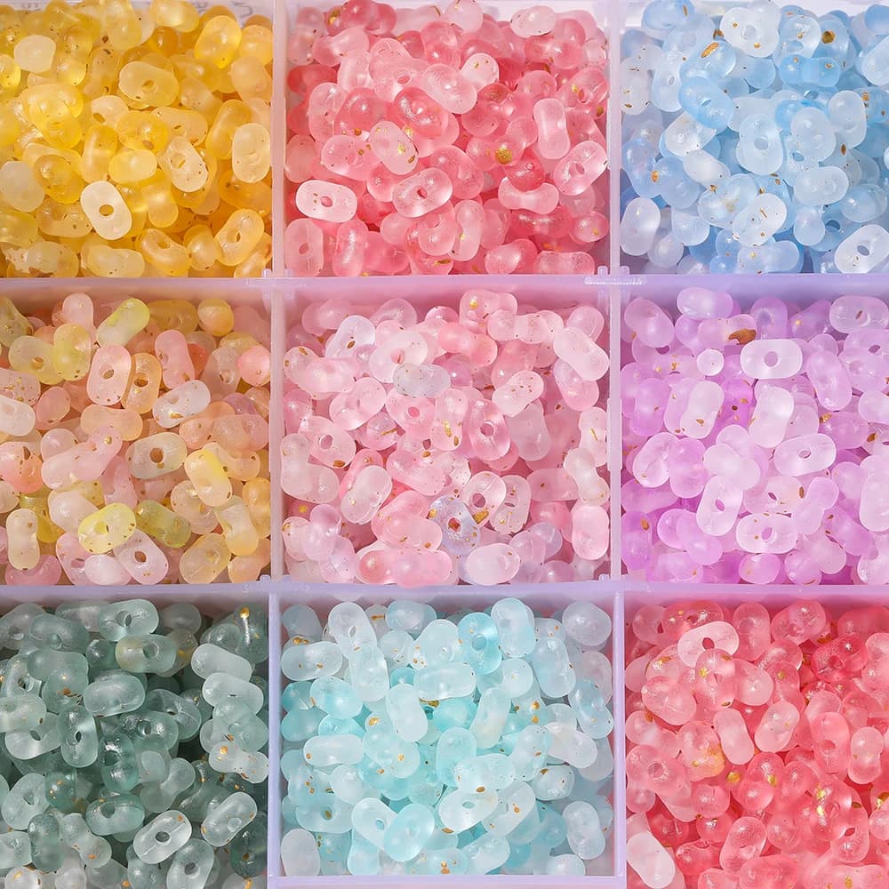 200pcs/Lots Acrylic Frosted Golden Peanut Shaped Beads Spacer Beads for DIY Jewelry Making Bracelets Earrings Craft Accessories