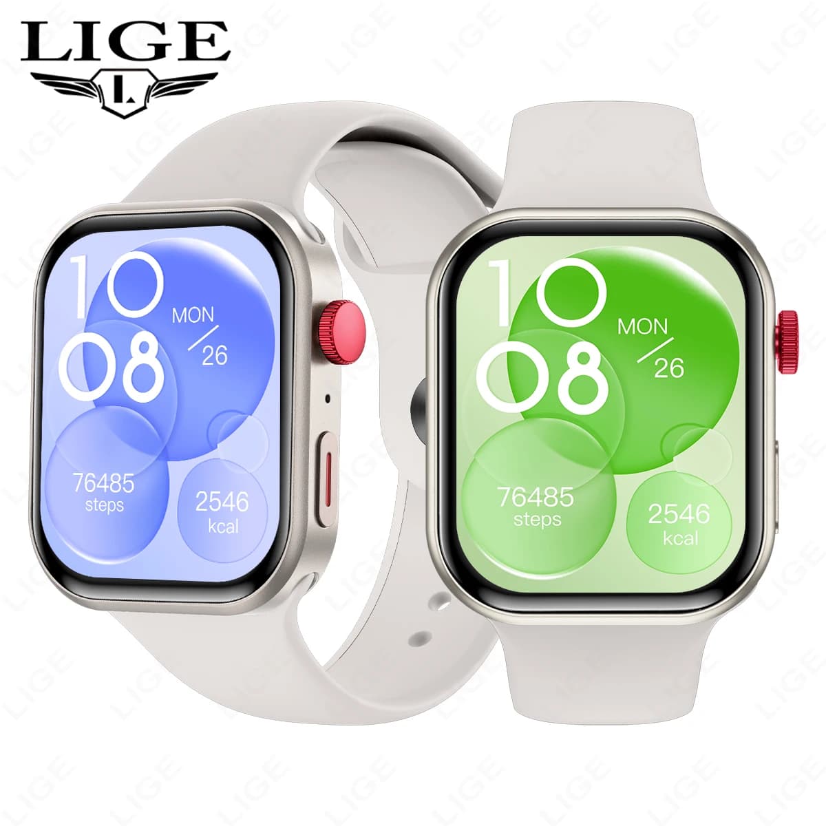 LIGE Smartwatch with Three Women's Straps, Large Screen 2.01 Inch, Bluetooth Calls, Cardiac and Health Frequency Monitoring, Men's Sports Tracker