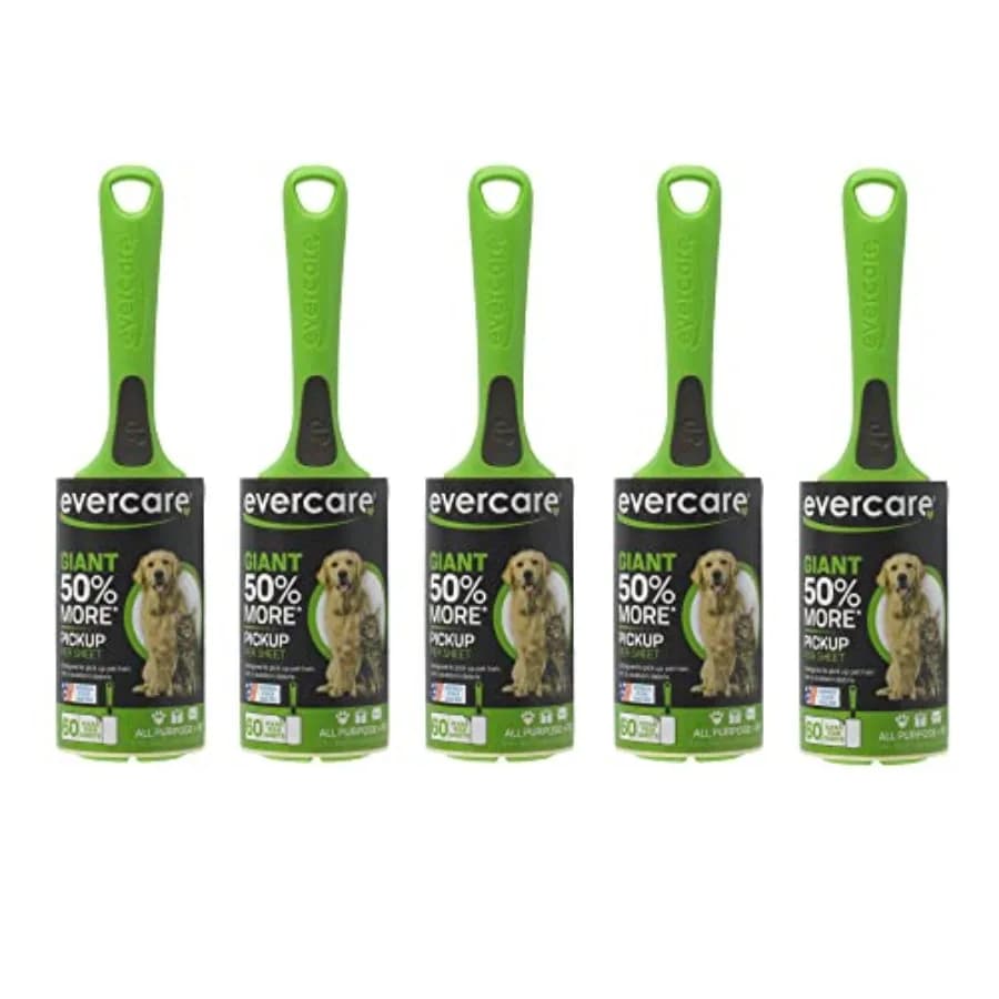 Confezione da 5 Rulli Adesivi Giganti Ricaricabili Pet Extreme Stick, 60 Fogli Bianchi, Adesivo Ultra-Resistente per Rimozione Peli di Animali e Lanugine