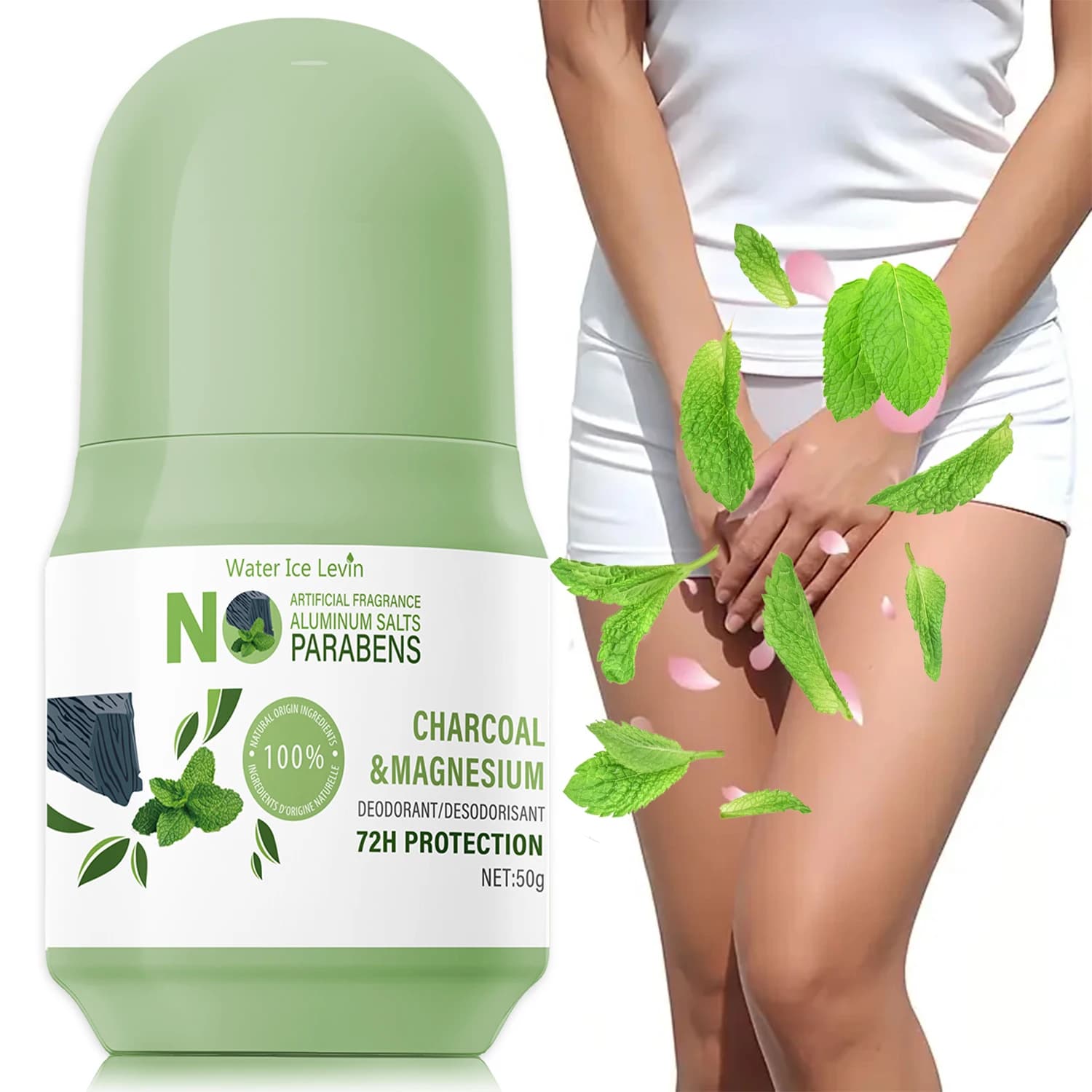 Charcoal Magnesium Deodorant Stick. 72H Odor Protection. Paraben-Free Aluminum-Free. Refreshing Moisturizing Summer Essential.